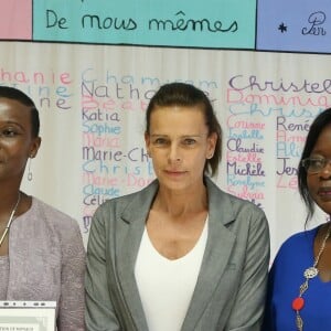 Exclusif - Caroline Obodji, la princesse Stéphanie de Monaco et Marcelline Assere durant la remise de diplômes de participation à un programme de renforcement des capacités de sages femmes à Monaco dans les locaux de Fight Aids Monaco le 13 juin 2018. © Cyril Dodergny / Nice Matin / Bestimage