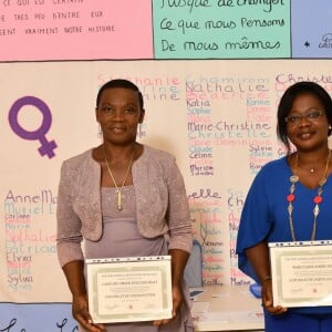 Exclusif - Caroline Obodji et Marcelline Assere durant la remise de diplômes de participation à un programme de renforcement des capacités de sages femmes à Monaco dans les locaux de Fight Aids Monaco le 13 juin 2018. © Bruno Bebert / Pool Restreint Monaco / Bestimage