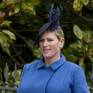 Zara Tindall (Phillips), alors enceinte de sa fille Lena, lors de la messe du dimanche de Pâques dans la Chapelle Saint-Georges de Windsor le 31 mars 2018.