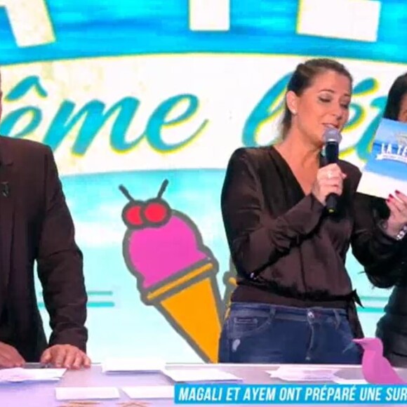 Benjamin Castaldi surpris par l'arrivée d'Ayem Nour sur le plateau de "La télé même l'été", 29 juin 2018, C8