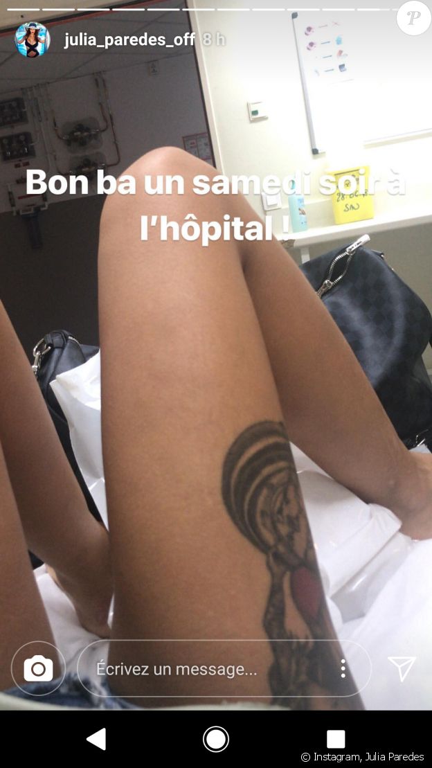 Julia Paredes hospitalisée à cause de son endométriose, dimanche 1er juillet 2018, Instagram