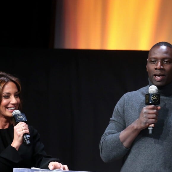 Virginie Guilhaume et Omar Sy - Cérémonie d'ouverture du 20ème Festival du film de comédie à l'Alpe d'Huez, le 17 janvier 2017. © Dominique Jacovides/Bestimage