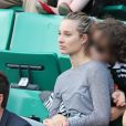Estelle Lefébure et ses enfants, son fils Giuliano Ramette et sa fille llona Smet dans les tribunes des internationaux de Roland Garros - jour 5 - à Paris, France, le 31 mai 2018.