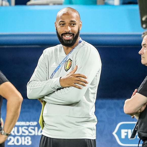 Thierry Henry (deuxième adjoint du sélectionneur de l'équipe nationale Belge) lors du match de coupe du monde opposant l'Angleterre à la Belgique au stade Kaliningrad arena à Kaliningrad, Russie, le 28 juin 2018. © Cyril Moreau/Bestimage