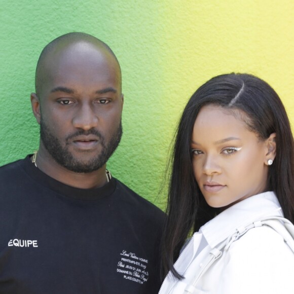 Le styliste Virgil Abloh et Rihanna - Backstage du défilé de mode Homme printemps-été 2019 "Louis Vuitton" à Paris. Le 21 juin 2018 © Olivier Borde / Bestimage