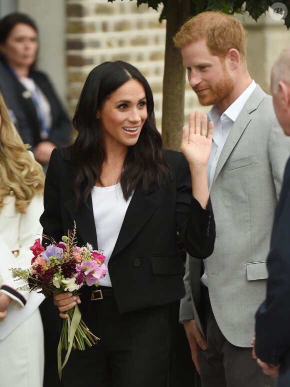 Le prince Harry, duc de Sussex et sa femme Meghan Markle, duchesse de Sussex arrivent au musée de l'émigration EPIC à Dublin le 11 juillet 2018