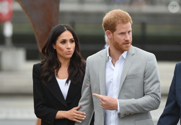 Le prince Harry, duc de Sussex et sa femme Meghan Markle, duchesse de Sussex arrivent au musée de l'émigration EPIC à Dublin le 11 juillet 2018