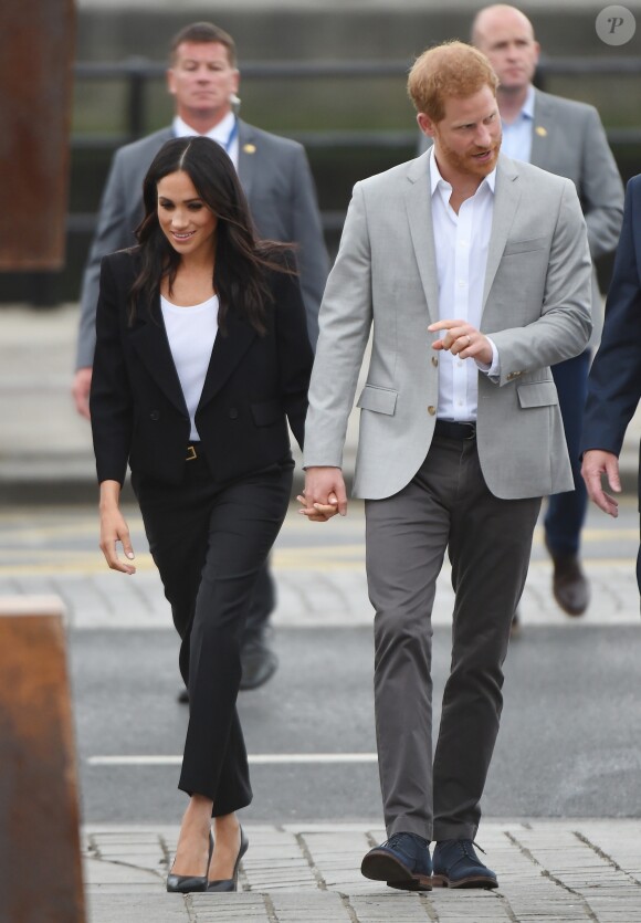 Le prince Harry, duc de Sussex et sa femme Meghan Markle, duchesse de Sussex arrivent au musée de l'émigration EPIC à Dublin le 11 juillet 2018
