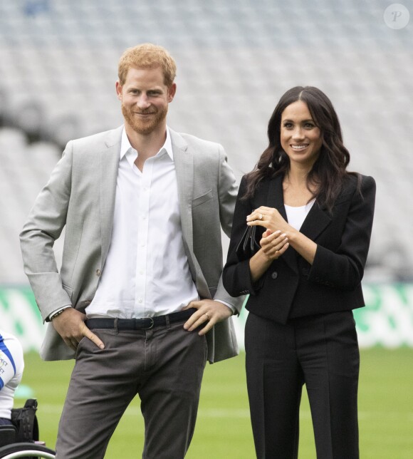 Le prince Harry, duc de Sussex et sa femme Meghan Markle, duchesse de Sussex assistent aux jeux gaélique à Croke Park à Dublin le 11 juillet 2018