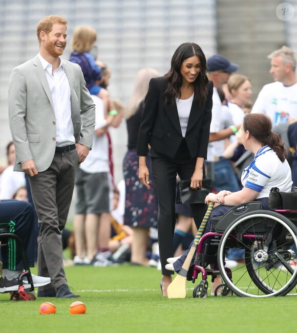 Le prince Harry, duc de Sussex et sa femme Meghan Markle, duchesse de Sussex assistent aux jeux gaélique à Croke Park à Dublin le 11 juillet 2018
