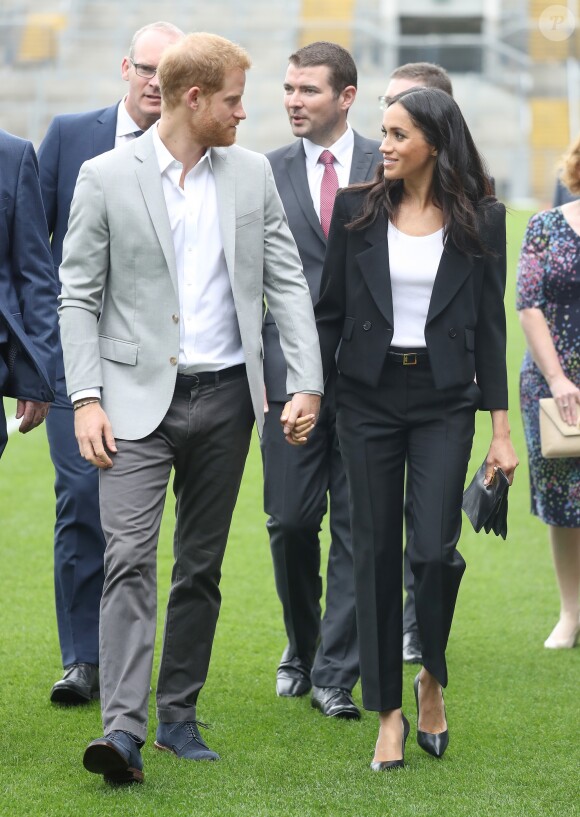 Le prince Harry, duc de Sussex et sa femme Meghan Markle, duchesse de Sussex assistent aux jeux gaélique à Croke Park à Dublin le 11 juillet 2018