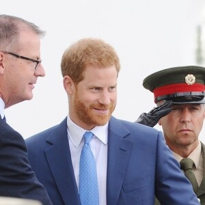 Le prince Harry, duc de Sussex et sa femme Meghan Markle, duchesse de Sussex ont rencontré le président Irlandais Michael D. Higgins à Dublin, le 11 juillet 2018.