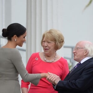 Le prince Harry, duc de Sussex et Meghan Markle, duchesse de Sussex ont été reçus par le président irlandais Michael D. Higgins et sa femme Sabina à Dublin. Le 11 juillet 2018