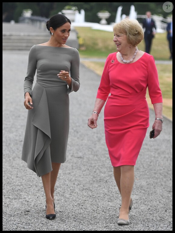 Le prince Harry, duc de Sussex et Meghan Markle, duchesse de Sussex ont été reçus par le président irlandais Michael D. Higgins et sa femme Sabina à Dublin. Le 11 juillet 2018