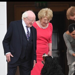 Le prince Harry, duc de Sussex et sa femme Meghan Markle, duchesse de Sussex rencontrent le président Irlandais Michael D. Higgins et sa femme Sabina Coyne à Dublin le 11 juillet 2018