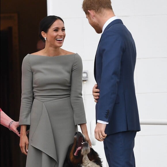 Le prince Harry, duc de Sussex et sa femme Meghan Markle, duchesse de Sussex rencontrent le président Irlandais Michael D. Higgins et sa femme Sabina Coyne à Dublin le 11 juillet 2018