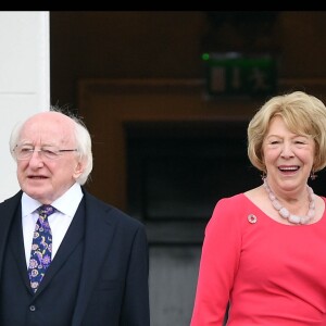 Le prince Harry, duc de Sussex et sa femme Meghan Markle, duchesse de Sussex rencontrent le président Irlandais Michael D. Higgins et sa femme Sabina Coyne à Dublin le 11 juillet 2018