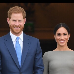 Le prince Harry, duc de Sussex et sa femme Meghan Markle, duchesse de Sussex rencontrent le président Irlandais Michael D. Higgins et sa femme Sabina Coyne à Dublin le 11 juillet 2018