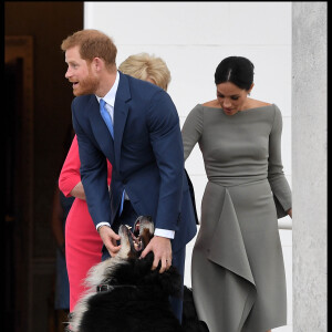 Le prince Harry, duc de Sussex et sa femme Meghan Markle, duchesse de Sussex rencontrent le président Irlandais Michael D. Higgins et sa femme Sabina Coyne à Dublin le 11 juillet 2018