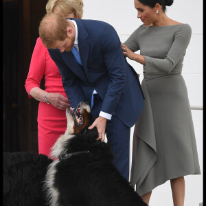 Le prince Harry, duc de Sussex et sa femme Meghan Markle, duchesse de Sussex rencontrent le président Irlandais Michael D. Higgins et sa femme Sabina Coyne à Dublin le 11 juillet 2018