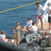 La famille du prince Pavlos et de la princesse Marie-Chantal de Grèce en vacances en Grèce le 26 juillet 2018, à Mykonos.