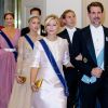 La princesse Marie-Chantal et le prince Pavlos de Grèce lors du dîner pour les 50 ans du prince héritier Frederik de Danemark le 26 mai 2018 à Copenhague.