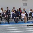 Jean-Yves Le Drian, Marlène Schiappa, Gérard Collomb, Lee Hsien Loong, Mounir Mahjoubi, Nicole Belloubet, Emmanuel Macron, Jacques Mézard, Brigitte Macron, Bruno Lemaire, Edouard Philippe et Taro Kono - Défilé militaire du 14 Juillet sur les Champs-Elysées à Paris © Pierre Perusseau / Bestimage
