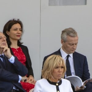 Emmanuel Macron, Jacques Mézard, Brigitte Macron, Bruno Lemaire, Edouard Philippe, Stéphane Travert et Taro Kono - Défilé militaire du 14 Juillet sur les Champs-Elysées à Paris © Pierre Perusseau / Bestimage