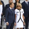 Brigitte Macron et Emmanuel Macron - Défilé militaire du 14 Juillet sur les Champs-Elysées à Paris © Pierre Perusseau / Bestimage