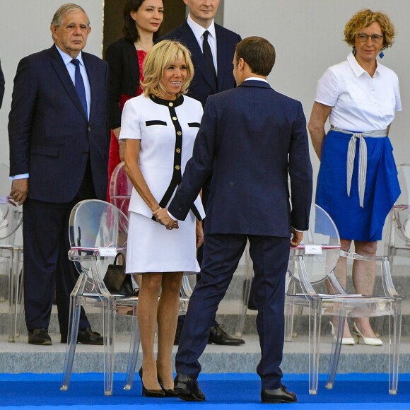 Brigitte Macron et Emmanuel Macron - Défilé militaire du 14 Juillet sur les Champs-Elysées à Paris © Pierre Perusseau / Bestimage