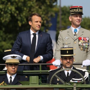 Emmanuel Macron, président de la République et le général François Lecointre, chef d'Etat major des armées - Défilé militaire du 14 Juillet sur les Champs-Elysées à Paris © Hamilton / Pool / Bestimage