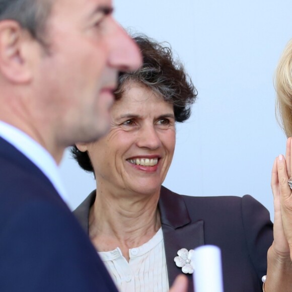 Brigitte Macron, José Pietroboni son chef du protocole - Le président de la république française assiste au défilé militaire à l'occasion de la Fête nationale, sur les Champs-Elysées à Paris, France. Le 14 juiilet 2018. © Stéphane Lemouton / Bestimage