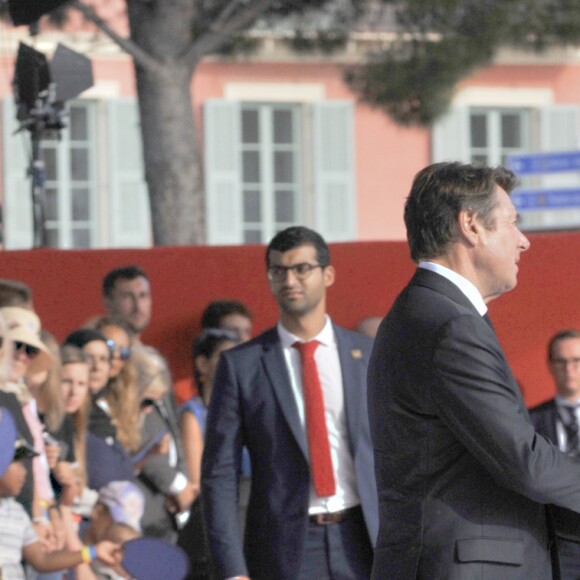 Le premier ministre Edouard Philippe et Christian Estrosi, maire de Nice - Le premier ministre Edouard Philippe à Nice à l'occasion de la cérémonie du 14 juillet 2018 sur la place Masséna à Nice en hommage aux victimes de l'attentat du 14 juillet 2016. Nice le 14 juillet 2018 © Pierre Rousseau / Pool / Bestimage