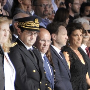 Christian Estrosi, maire de Nice - Le premier ministre Edouard Philippe à Nice à l'occasion de la cérémonie du 14 juillet 2018 sur la place Masséna à Nice en hommage aux victimes de l'attentat du 14 juillet 2016. Nice le 14 juillet 2018 © Pierre Rousseau / Pool / Bestimage