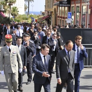 Le premier ministre Edouard Philippe et Christian Estrosi, maire de Nice - Le premier ministre Edouard Philippe à Nice à l'occasion de la cérémonie du 14 juillet 2018 sur la place Masséna à Nice en hommage aux victimes de l'attentat du 14 juillet 2016. Nice le 14 juillet 2018 © Pierre Rousseau / Pool / Bestimage