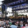 L'orchestre Philarmonique de Nice durant le concert du 14 juillet 2018 à Nice en hommage aux victimes de l'attentat du 14 juillet 2016 suivi d'un lâché de ballons et de l'allumage des 86 faisceaux lumineux depuis la Promenade des Anglais, symbolisant chacune des victimes. © Bruno Bebert/Bestimage