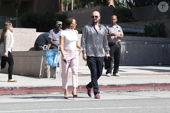 Exclusif - Mel B (Melanie Brown) et son ami Gary Madatyan sortent d'un tribunal à Los Angeles, le 5 juillet 2018