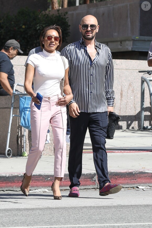 Exclusif - Mel B (Melanie Brown) et son ami Gary Madatyan sortent d'un tribunal à Los Angeles, le 5 juillet 2018