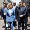 Le président de la République française Emmanuel Macron et sa femme la Première Dame Brigitte Macron au Vieux-Montréal, le 7 juin 2018.