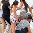 Exclusif - Lionel Messi passe ses vacances avec sa femme Antonella Roccuzzo, ses enfants et des amis sur un yacht à Ibiza en Espagne le 20 juillet 2018.