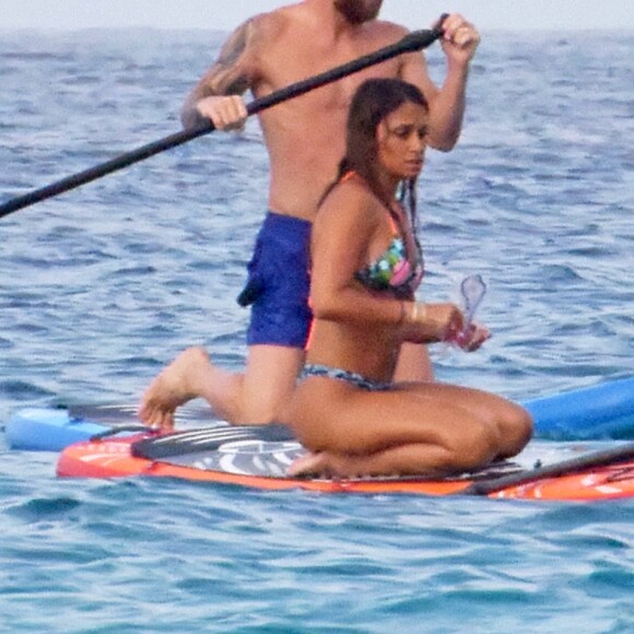 Exclusif - Lionel Messi passe ses vacances avec sa femme Antonella Roccuzzo, ses enfants et des amis sur un yacht à Ibiza en Espagne le 20 juillet 2018.