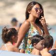 Exclusif - Lionel Messi en vacances avec sa femme Antonella Roccuzzo et des amis à Formentera, le 27 juillet 2018.