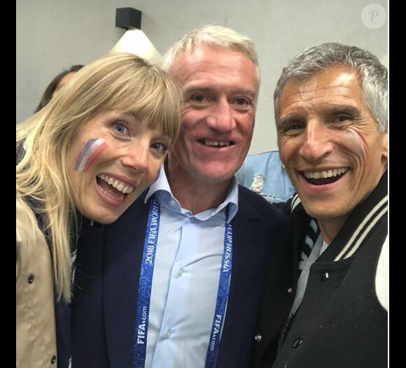 Nagui accompagné de sa femme et de Didier Deschamps lors de la finale de la Coupe du monde 2018 en Russie - Instagram, 15 juillet 2018