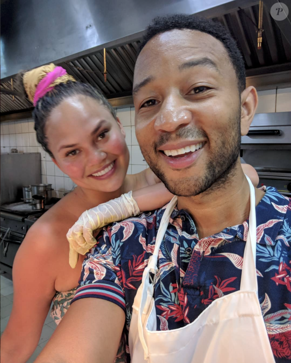 Chrissy Teigen et John Legend en vacances à Bali, en Indonésie. Août 2018.