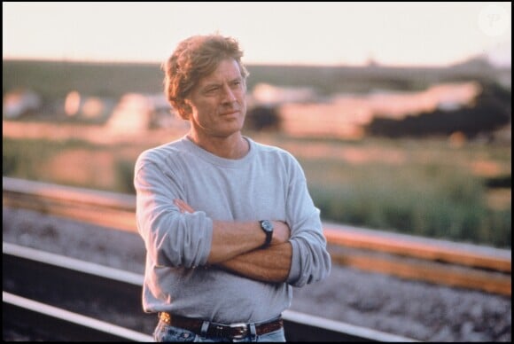 Robert Redford sur le tournage de Et au milieu coule une rivière en 1992