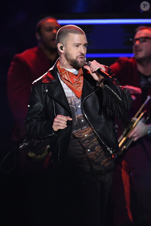 Justin Timberlake au Pepsi Super Bowl LII Halftime Show à Minneapolis, le 4 février 2018.