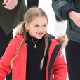 Harper Beckham et ses frères sont allés faire du patin à glace accompagnés de leur nounou et garde du corps à Central Park à New York, le10 février 2018.