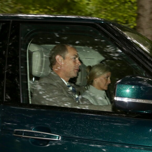Le prince Edward, comte de Wessex, et la comtesse Sophie de Wessex - La famille royale britannique arrive à l'église de Crathie pour assister à la messe du dimanche le 26 août 2018.