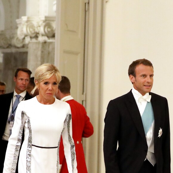 Le président de la République française Emmanuel Macron et sa femme la Première Dame Brigitte Macron (Trogneux) - Arrivées au dîner d'Etat donné au château de Christiansborg en l'honneur de la visite du président de la République française et sa femme la Première Dame à Copenhague, Danemark, le 29 août 2018. © Dominique Jacovides/Bestimage