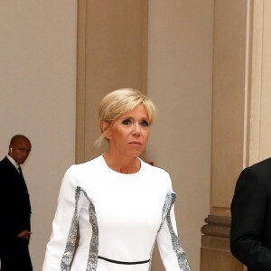 La reine Margrethe II de Danemark, le président de la République française Emmanuel Macron et sa femme la Première Dame Brigitte Macron (Trogneux) - Arrivées au dîner d'Etat donné au château de Christiansborg en l'honneur de la visite du président de la République française et sa femme la Première Dame à Copenhague, Danemark, le 29 août 2018. © Dominique Jacovides/Bestimage